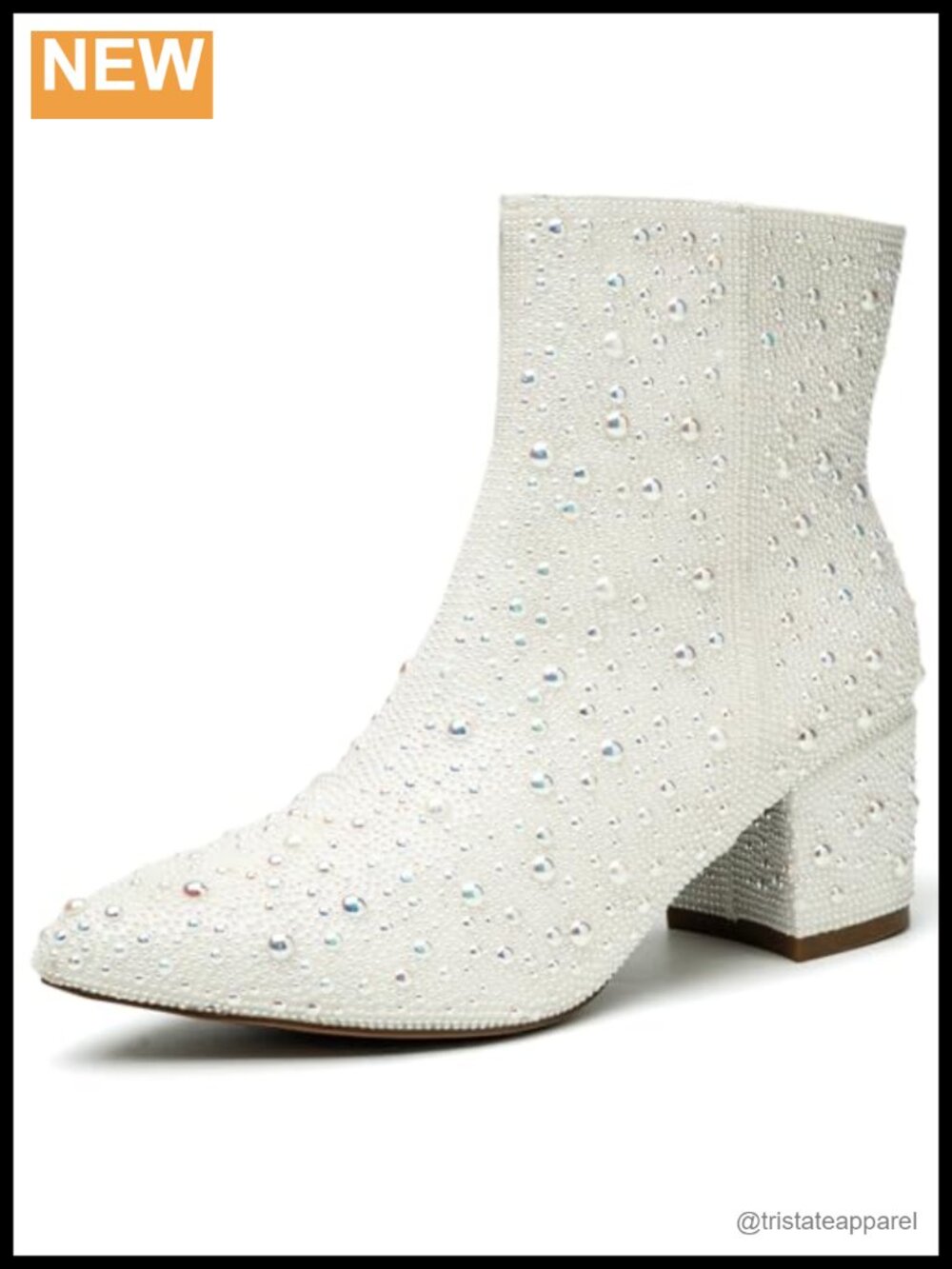 Rhinestone Sparkly Ankle Boots - Pointed Toe Chunky Heel Pull On Western Bootie